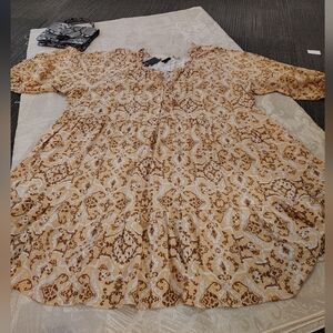 Torrid Floral Ruffle Blouse in Brown and Cream